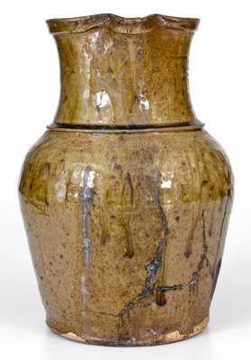 Alkaline-Glazed Stoneware Pitcher, att. W.F. Hahn, Edgefield, SC