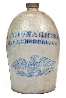 A. P. DONAGHHO / PARKERSBURG, W. VA Stoneware Jug w/ Stenciled Eagle Decoration