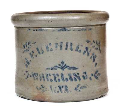 H. F. BEHRENS / WHEELING, W. VA Stoneware Cake Crock