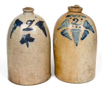 Lot of Two: 2 Gal. Ohio Stoneware Jugs with Cobalt Decoration