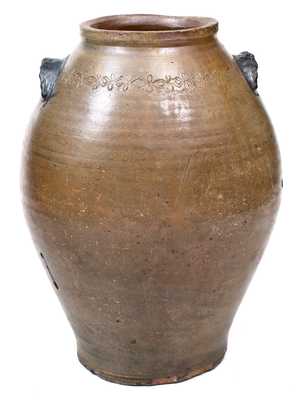 Attrib. Paul Cushman, Albany, NY Stoneware Jar with Coggled Decoration, circa 1810