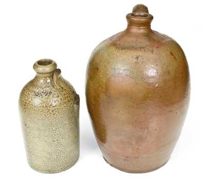 Lot of Two: Rare Marked Stoneware Jugs, J. A. C. (J. A. Craven, NC) and J. M. MILLER (Ohio)