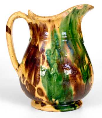 Very Rare Molded Multi-Glazed Shenandoah Valley Redware Pitcher, Strasburg, VA, c1890