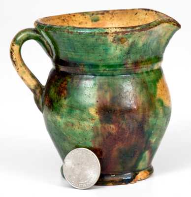 Very Fine Small-Sized Multi-Glazed Redware Pitcher, Strasburg, VA, circa 1890