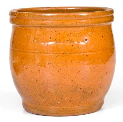 JOHN W. BELL / WAYNESBORO, PA Redware Jar with Bold Orange Glaze