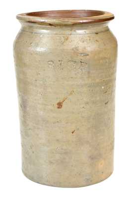 RICH Stoneware Jar, Prosper Rich, New Castle, Ohio