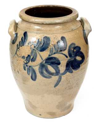 6 Gal. J. HAMILTON / BEAVER Stoneware Jar with Bold Cobalt Floral Decoration