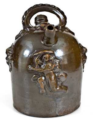 Fine Ohio Stoneware Harvest Jug with Applied Figural Decoration