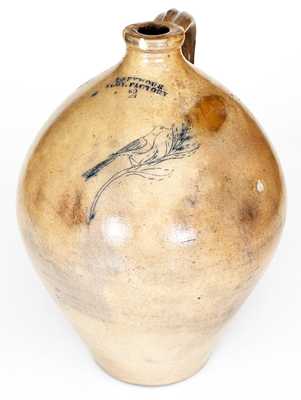 2 Gal. I SEYMOUR / TROY FACTORY Stoneware Jug with Fine Incised Bird Decoration