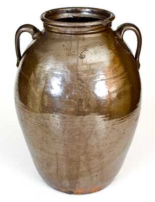 Rare 6 Gal. JBL (Jesse Bradford Long, Crawford County, GA) Double-Handled Stoneware Jar