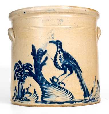 Elaborate Haxstun, Ottman & Co. / Fort Edward, NY Bird Scene Crock