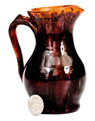 Fine JOHN BELL, Waynesboro, PA, Miniature Redware Pitcher