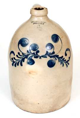 2 Gal. S. D. KELLOGG / WHATELY Stoneware Jug with Cobalt Vine Decoration