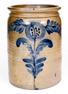 B. C. MILBURN, Alexandria, VA, Stoneware Jar w/ Fine Cobalt Floral Decoration