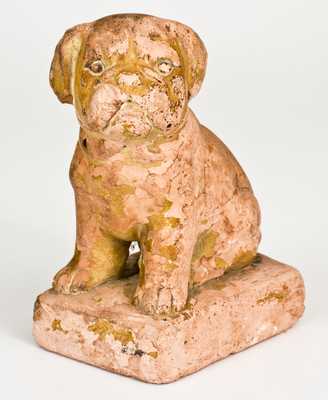 Very Rare Redware Dog Figure att. John L. Stone, Limestone County, Texas