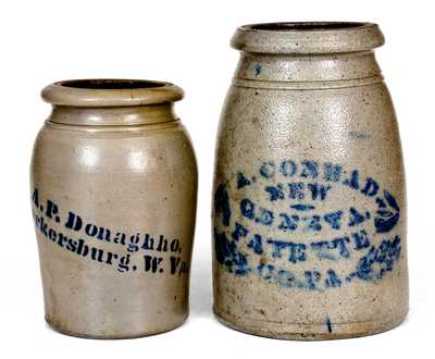 Lot of Two: PARKERSBURG, W. VA and NEW GENEVA, PA Stoneware Canning Jars