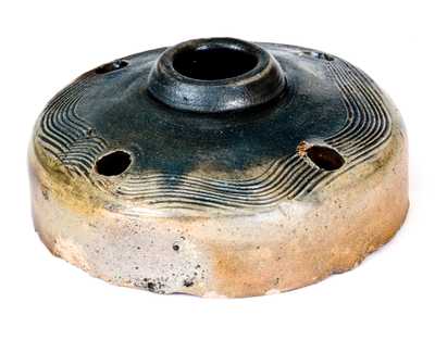 Fine New York Stoneware Inkwell with Combed Decoration and Cobalt Top, circa 1825