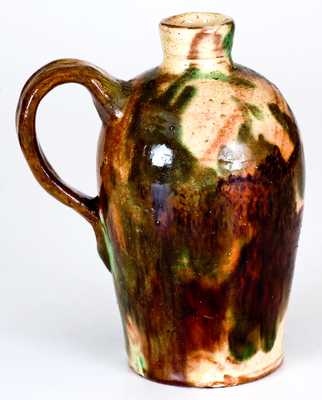 Rare Shenandoah Valley Multi-Glazed Redware Jug, att. J. Eberly & Co., Strasburg, VA