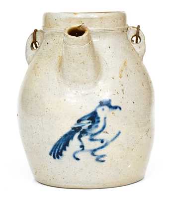 One-Gallon Stoneware Batter Pail w/ Bird Decoration, attrib. White's Pottery, Utica, NY