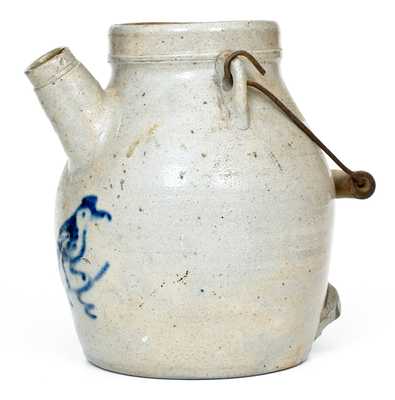 One-Gallon Stoneware Batter Pail w/ Bird Decoration, attrib. White s Pottery, Utica, NY