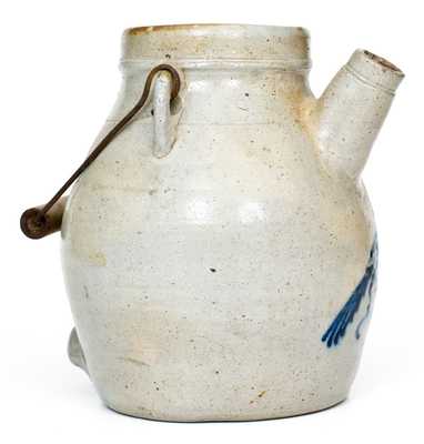 One-Gallon Stoneware Batter Pail w/ Bird Decoration, attrib. White s Pottery, Utica, NY