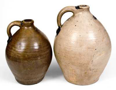 Two SMITH & DAY / NORWALK Stoneware Jugs with Cobalt Decoration, CT origin, circa 1840