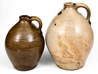 Two SMITH & DAY / NORWALK Stoneware Jugs with Cobalt Decoration, CT origin, circa 1840