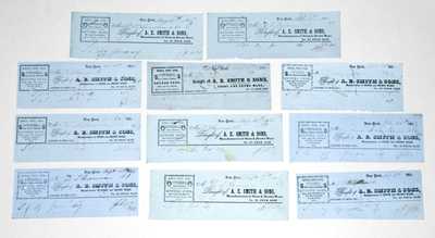 Eleven A.E. SMITH & SONS / No. 38 Peck-Slip, NY Stoneware Billheads, mid 19th century