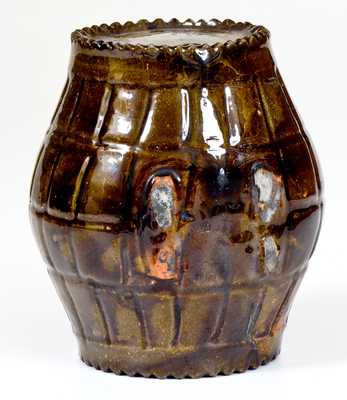 Rare Glazed Redware Rundlet, attrib. Jacob Medinger, Limerick, Montgomery County, PA