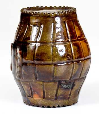 Rare Glazed Redware Rundlet, attrib. Jacob Medinger, Limerick, Montgomery County, PA