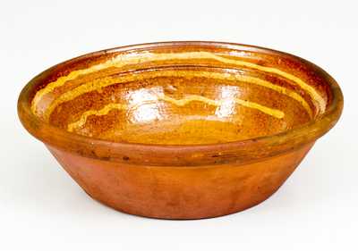 Pennsylvania Redware Bowl w/ Yellow Slip Decoration