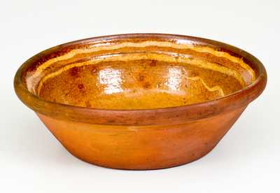 Pennsylvania Redware Bowl w/ Yellow Slip Decoration