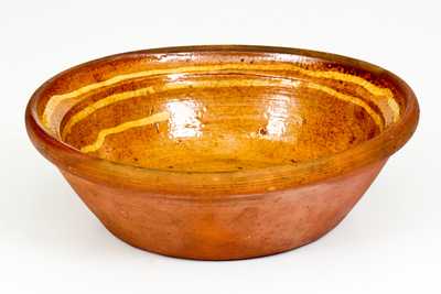 Pennsylvania Redware Bowl w/ Yellow Slip Decoration