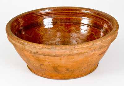 PA Redware Bowl with Yellow Slip Decoration