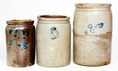 Lot of Three: Baltimore, MD Stoneware Jars with Cobalt Decoration