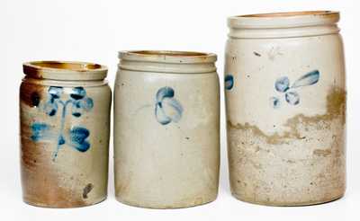 Lot of Three: Baltimore, MD Stoneware Jars with Cobalt Decoration