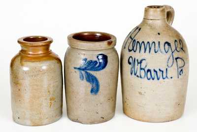 Lot of Three: Small Stoneware Vessels incl. Wilkes Barre Jug, WM. HARE / WILMINGTON Jar