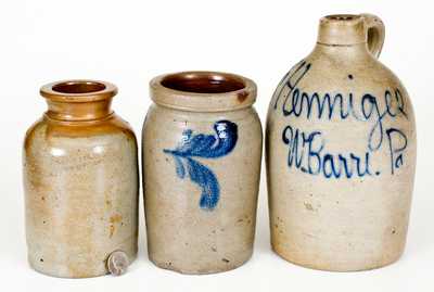 Lot of Three: Small Stoneware Vessels incl. Wilkes Barre Jug, WM. HARE / WILMINGTON Jar