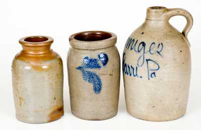 Lot of Three: Small Stoneware Vessels incl. Wilkes Barre Jug, WM. HARE / WILMINGTON Jar