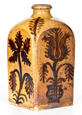 Exceptional Ezra White, Mercer, Pennsylvania Redware Tea Canister, Dated 1846