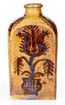Exceptional Ezra White, Mercer, Pennsylvania Redware Tea Canister, Dated 1846
