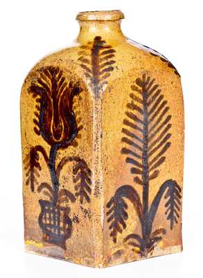 Exceptional Ezra White, Mercer, Pennsylvania Redware Tea Canister, Dated 1846