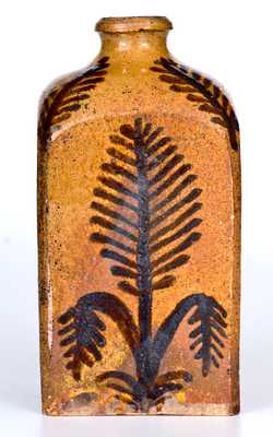 Exceptional Ezra White, Mercer, Pennsylvania Redware Tea Canister, Dated 1846