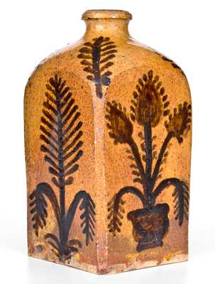 Exceptional Ezra White, Mercer, Pennsylvania Redware Tea Canister, Dated 1846