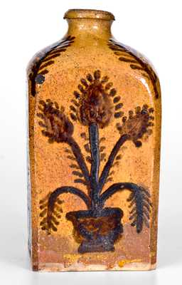 Exceptional Ezra White, Mercer, Pennsylvania Redware Tea Canister, Dated 1846