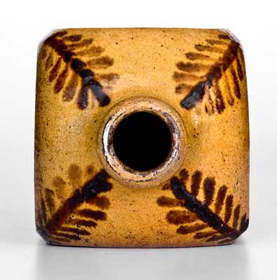 Exceptional Ezra White, Mercer, Pennsylvania Redware Tea Canister, Dated 1846