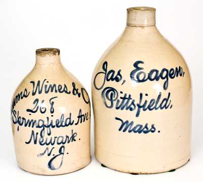 Lot of Two: Newark, NJ and Pittsfield, MA Stoneware Advertising Jugs