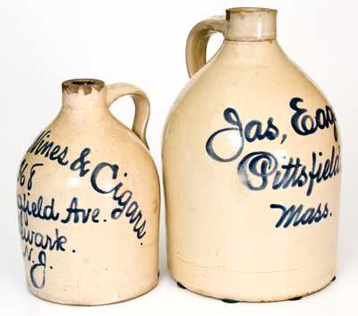 Lot of Two: Newark, NJ and Pittsfield, MA Stoneware Advertising Jugs