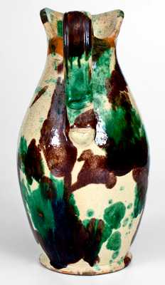 Shenandoah Valley (Strasburg, VA) Multi-Glazed Redware Washbowl Pitcher