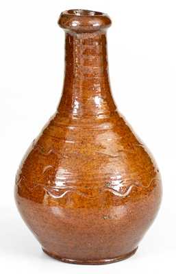 Glazed Redware Bottle, Inscribed 